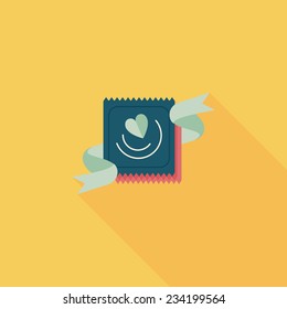 Valentine's Day condom flat icon with long shadow,eps10 