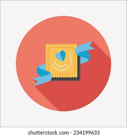 Valentine's Day condom flat icon with long shadow,eps10 