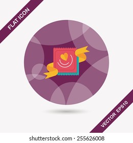 Valentine's Day condom flat icon with long shadow,eps10
