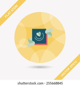Valentine's Day condom flat icon with long shadow,eps10