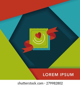 Valentine's Day condom flat icon with long shadow,eps10