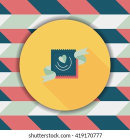 Valentine's Day condom flat icon with long shadow,eps10