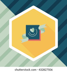 Valentine's Day condom flat icon with long shadow,eps10