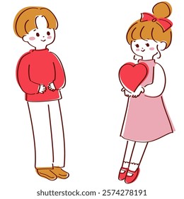 Valentine's Day Confession Cute girl and boy Illustration