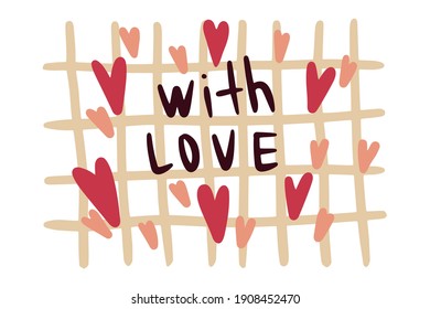 Valentine's day, congratulations on postcards, hand drawn sketch with hearts and the inscription. Lines and doodles on background, text - Happy Valentine's Day. Vector design illustration for print