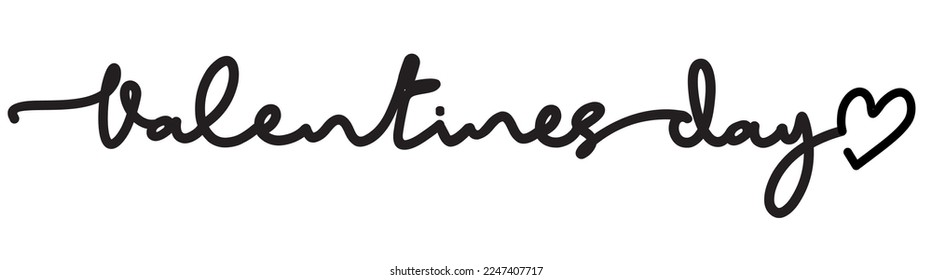 Dibujo continuo del día de San Valentín. Una línea de texto escrito a mano en inglés, frase en la tarjeta de saludo en línea. Grabación manuscrita. Volantes, invitaciones, afiches, folletos, pancartas. Vector