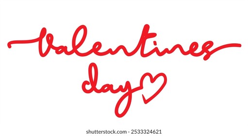 Valentines day continuous line drawing. One line art of english hand written lettering, phrase on line greeting card. Handwritten lettering. Flyers, invitations, posters, brochures, banners. Vector