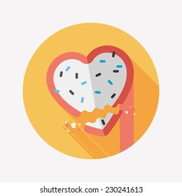 Valentine's Day cookie flat icon with long shadow,eps10