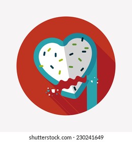 Valentine's Day cookie flat icon with long shadow,eps10
