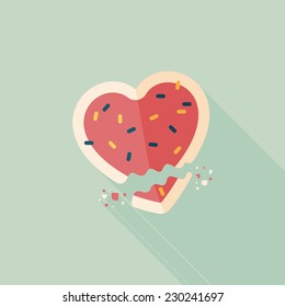 Valentine's Day cookie flat icon with long shadow,eps10