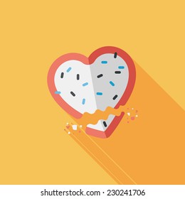 Valentine's Day cookie flat icon with long shadow,eps10