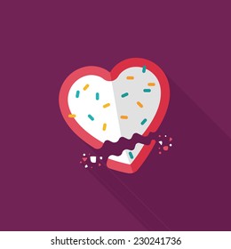 Valentine's Day cookie flat icon with long shadow,eps10
