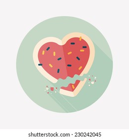 Valentine's Day cookie flat icon with long shadow,eps10