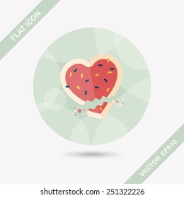 Valentine's Day cookie flat icon with long shadow,eps10