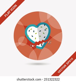 Valentine's Day cookie flat icon with long shadow,eps10