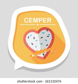 Valentine's Day cookie flat icon with long shadow,eps10