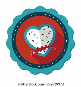 Valentine's Day cookie flat icon with long shadow,eps10