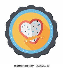 Valentine's Day cookie flat icon with long shadow,eps10