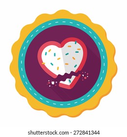 Valentine's Day cookie flat icon with long shadow,eps10
