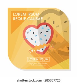 Valentine's Day cookie flat icon with long shadow,eps10