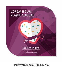 Valentine's Day cookie flat icon with long shadow,eps10