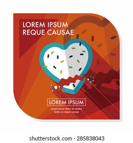 Valentine's Day cookie flat icon with long shadow,eps10