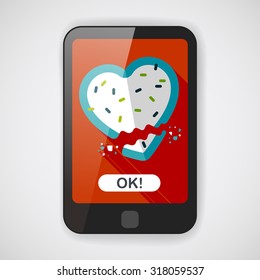 Valentine's Day cookie flat icon with long shadow,eps10