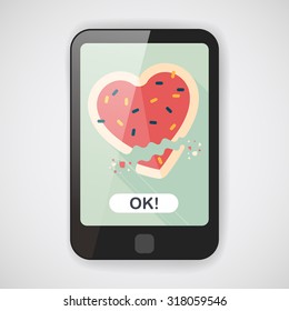 Valentine's Day cookie flat icon with long shadow,eps10