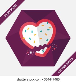 Valentine's Day cookie flat icon with long shadow,eps10
