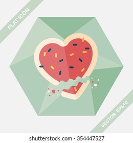 Valentine's Day cookie flat icon with long shadow,eps10