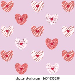 Valentine's Day cookie pattern on pink background