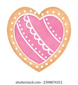 Valentine's day cookies in watercolor style, happy valentine's day. Vector illustration