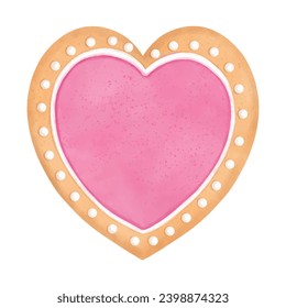 Valentine's day cookies in watercolor style, happy valentine's day. Vector illustration