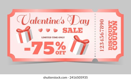 Valentine's Day coral each colored discount coupon with gift boxes