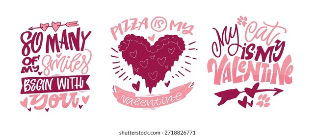 Núcleo del Día de San Valentín. Dibujado a mano doodle cita de letras sobre el amor. Letras para el diseño de la camiseta, impresión de la taza, impresión del bolso, moda de la ropa. Imagen de Vector 100% dibujado a mano.