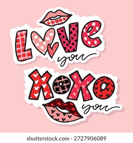 Valentine's Day core. Hand drawn doodle lettering quote about Love. Lettering for t-shirt design, mug print, bag print, clothes fashion. 100% hand drawn vector image.