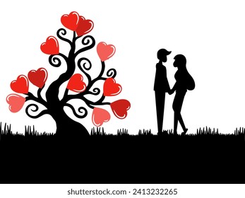 Valentines Day Couple Background Illustration