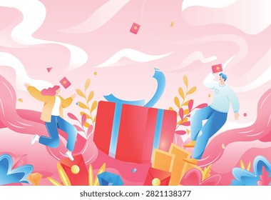 Valentine's Day couple background vector illustration