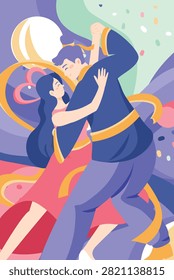 Valentine's Day couple background vector illustration