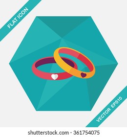 Valentine's Day couple bracelet flat icon with long shadow,eps10