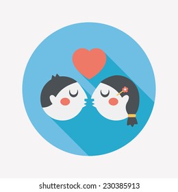 Valentine's day couple flat icon with long shadow,eps10