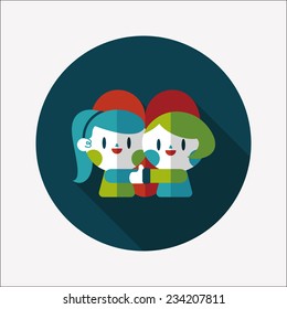 Valentine's day couple flat icon with long shadow,eps10 