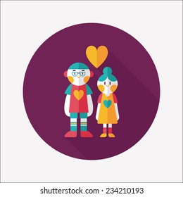 Valentine's day couple flat icon with long shadow,eps10