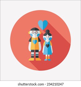 Valentine's day couple flat icon with long shadow,eps10 
