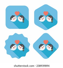 Valentine's day couple flat icon with long shadow,eps10