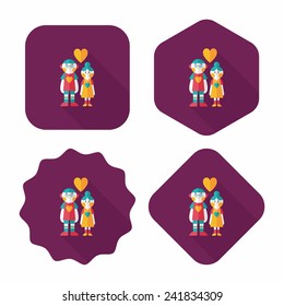 Valentine's day couple flat icon with long shadow,eps10