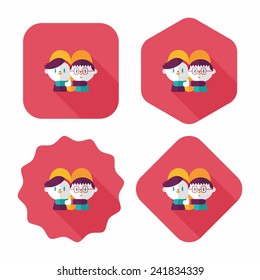 Valentine's day couple flat icon with long shadow,eps10