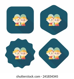 Valentine's day couple flat icon with long shadow,eps10