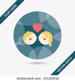 Valentine's day couple flat icon with long shadow,eps10