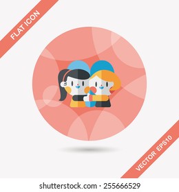 Valentine's day couple flat icon with long shadow,eps10